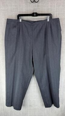 Kim Rogers Pants Womens 24W Gray Pinstripe Dress Straight Easy Care Pockets Zip